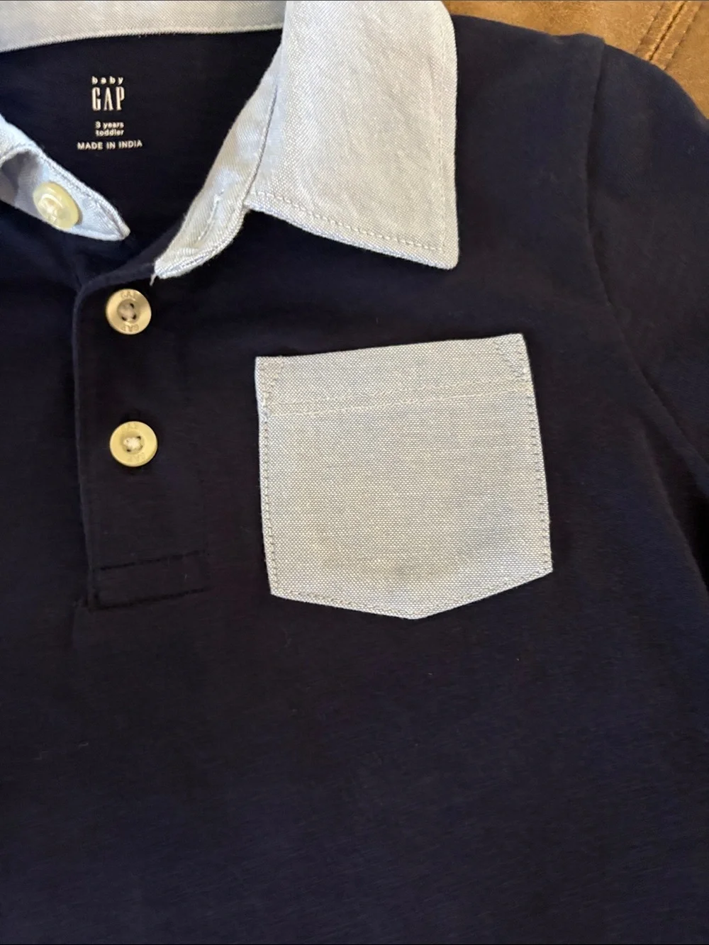 GAP Navy Polo with Light Blue Collar & Chest Pocket